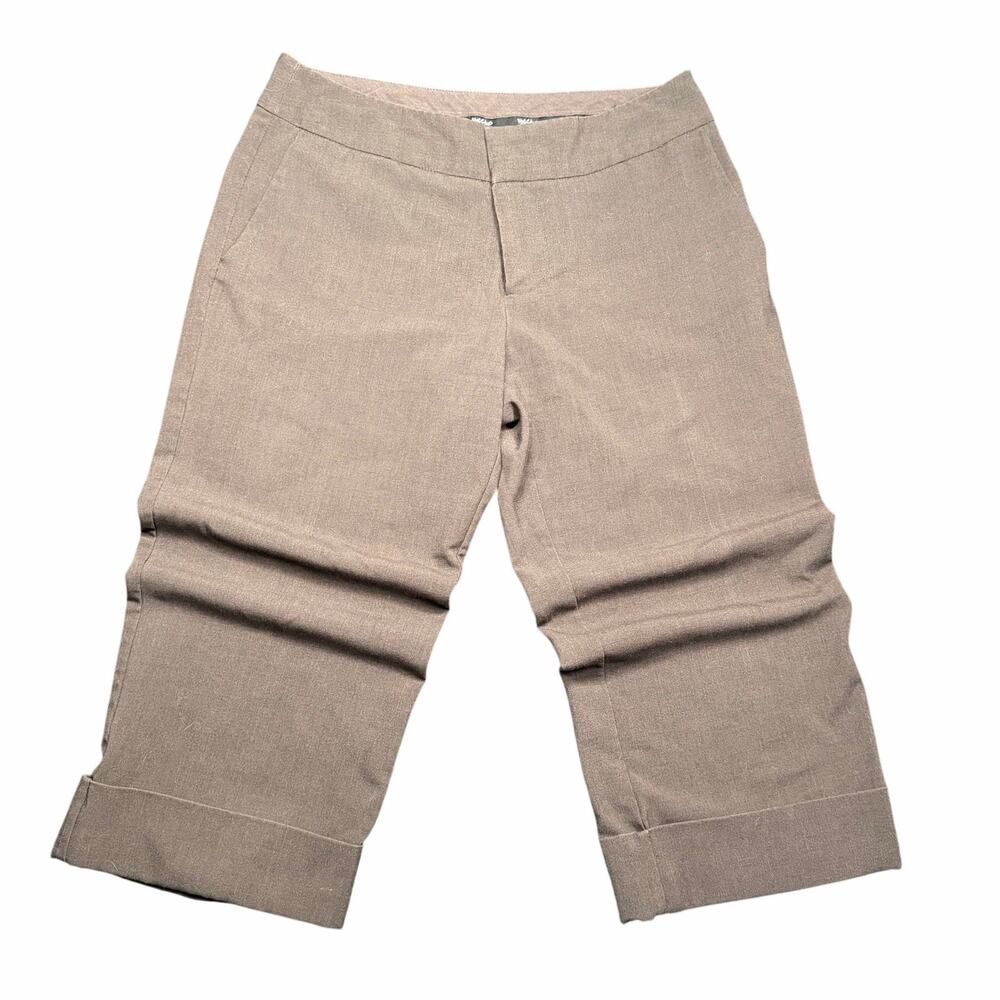 VTG Y2k Mossimo Brown Wide Leg Cuffed Capri Pants Size 8 Business Casual Office